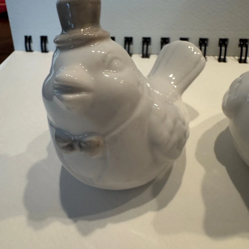NEW Wedding Bride Groom Salt Pepper Shakers LOVE BIRDS NEW Ceramic Porcelain